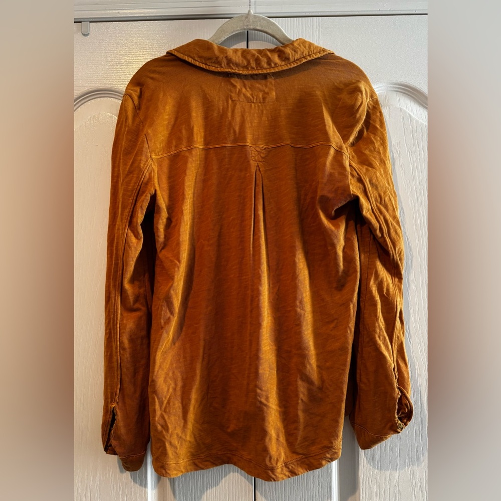 Maeve Rust Brown Button-Front Velvet Blouse - Picture 3 of 5